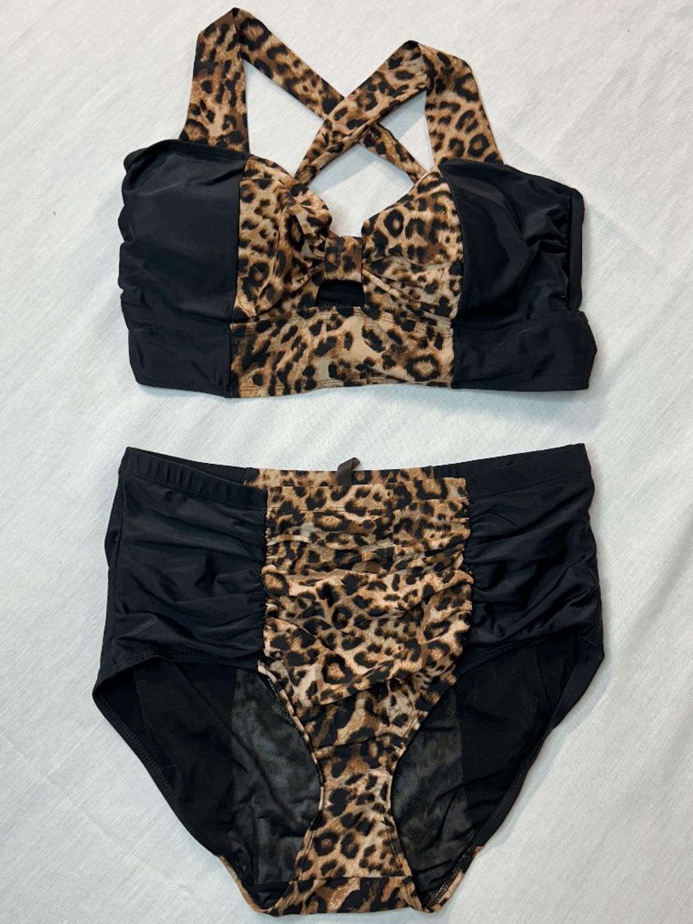 Torrid Colorblock Leopard Print Bikini Set Torrid size 1 14/16 1X